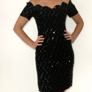 Vintage Zum Zum off the shoulder dress w/ sequins